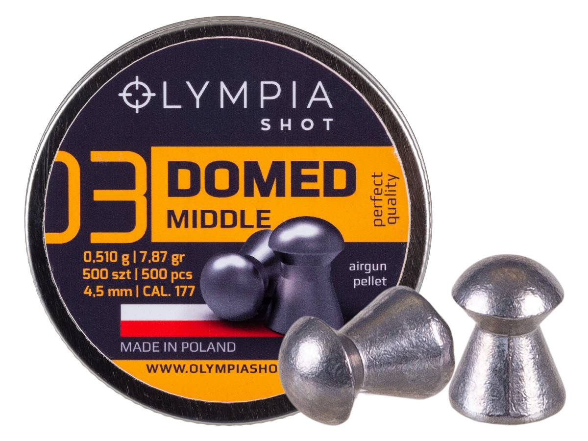 Olympia Shot Domed Pellets, .177cal, Middle, 7.87gr - 500ct