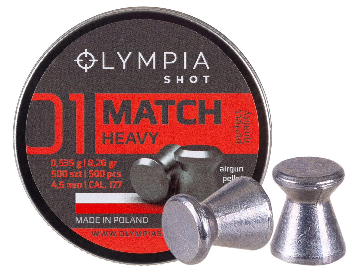 Olympia Shot Match Pellets, .177cal, Heavy, 8.26gr, Wadcutter - 500ct