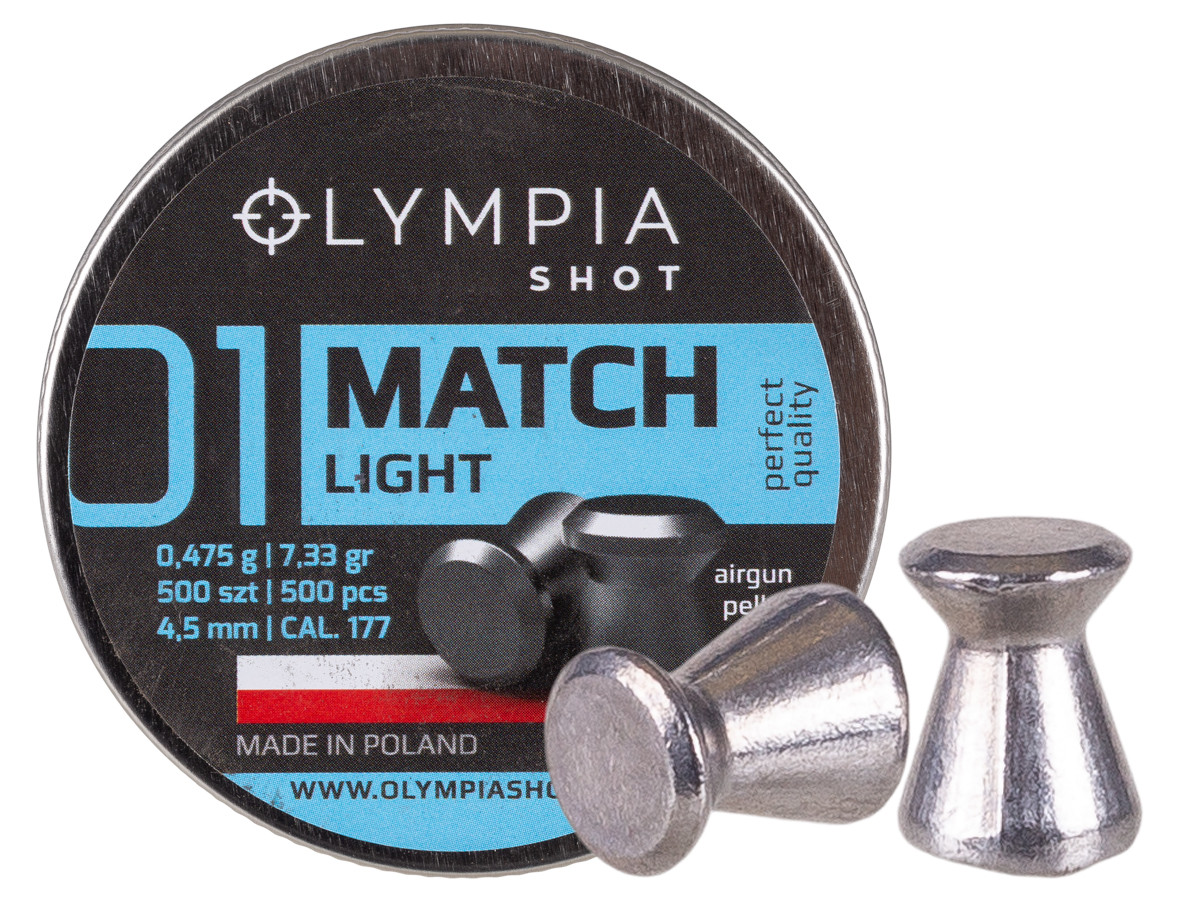 Olympia Shot Match Pellets, .177cal, Light, 7.33gr, Wadcutter - 500ct