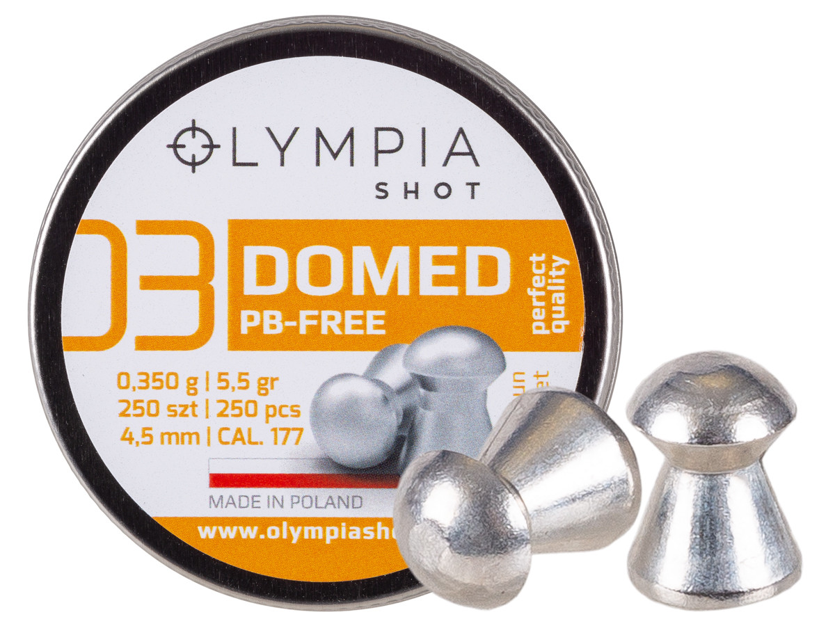 Olympia Shot Domed Pellets, .177cal, 5.5gr, Lead-Free - 250ct