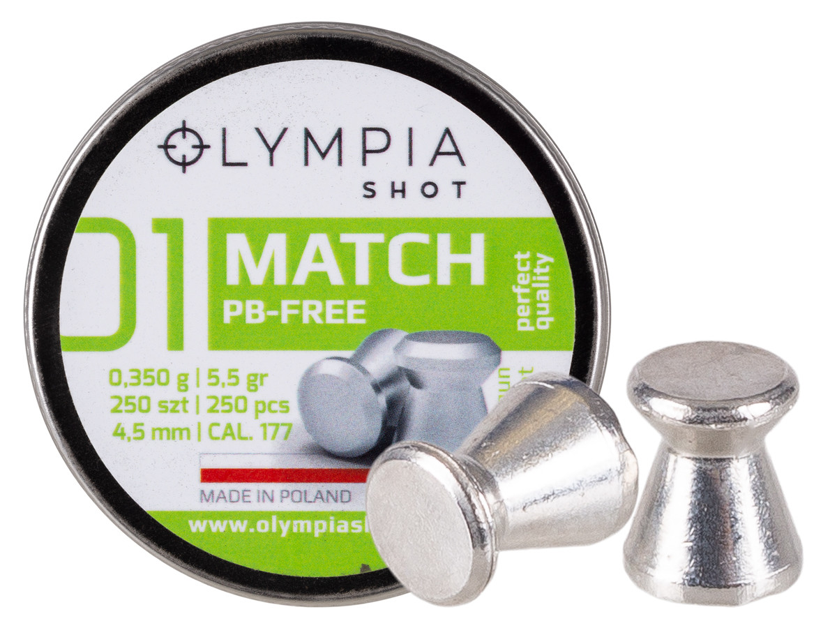 Olympia Shot Match Pellets, .177cal, 5.5gr, Wadcutter, Lead-Free - 250ct