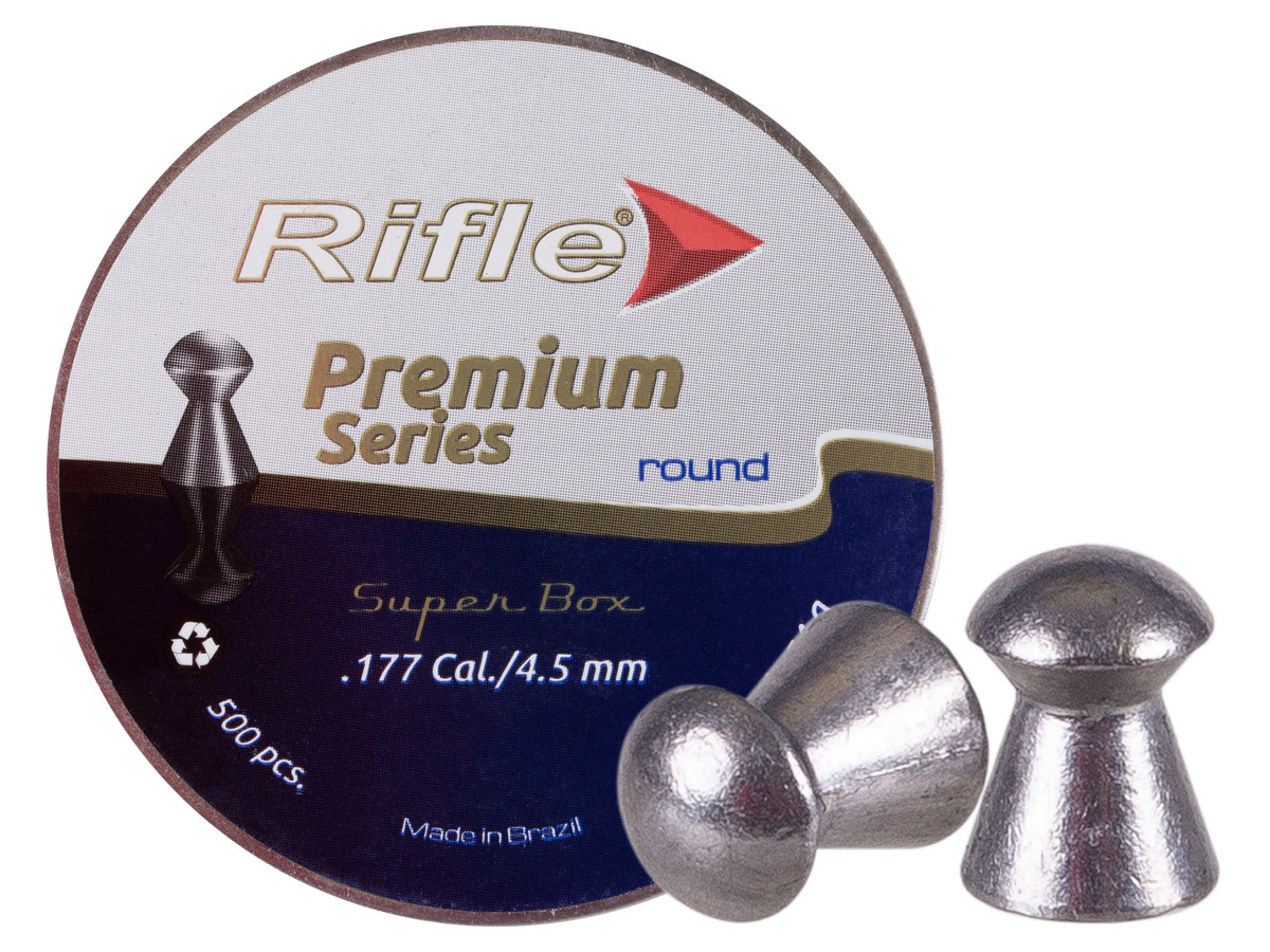 Rifle Premium Pellets, .177cal, 8.33gr, Round Nose - 500ct