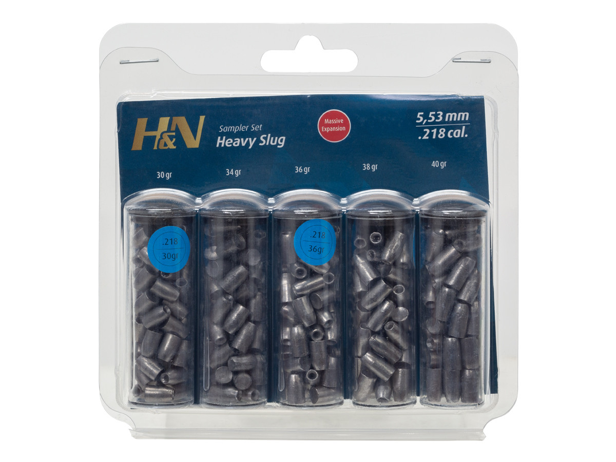 H&N Slug HP Heavy Sampler, .218 Cal, 5 Types