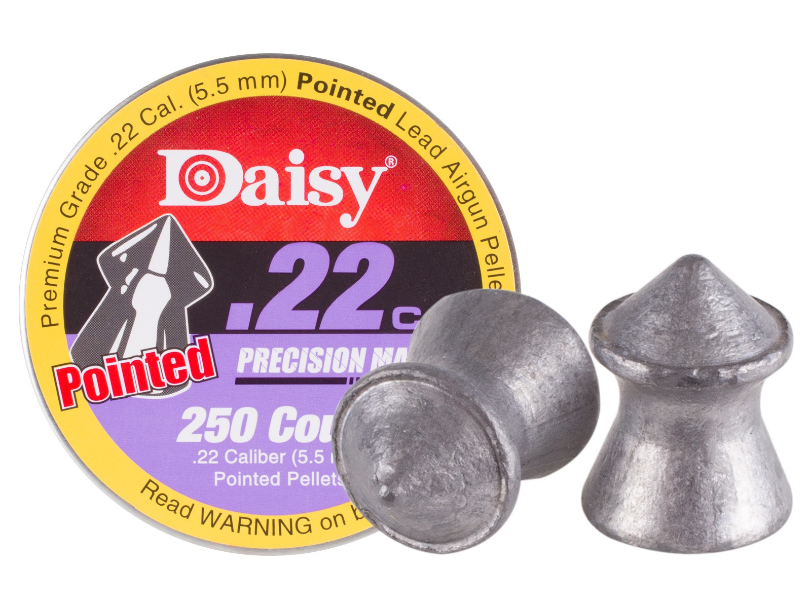 Daisy Air Gun Pellets .22 Caliber Pointed Silver 250/Pack 997922-612 