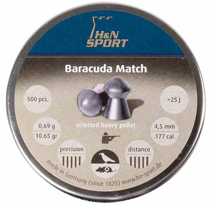 H&N Baracuda 18 Airgun Pellets – .22 Cal (5.52mm), 18.13gr, Round Nose – 200 Count