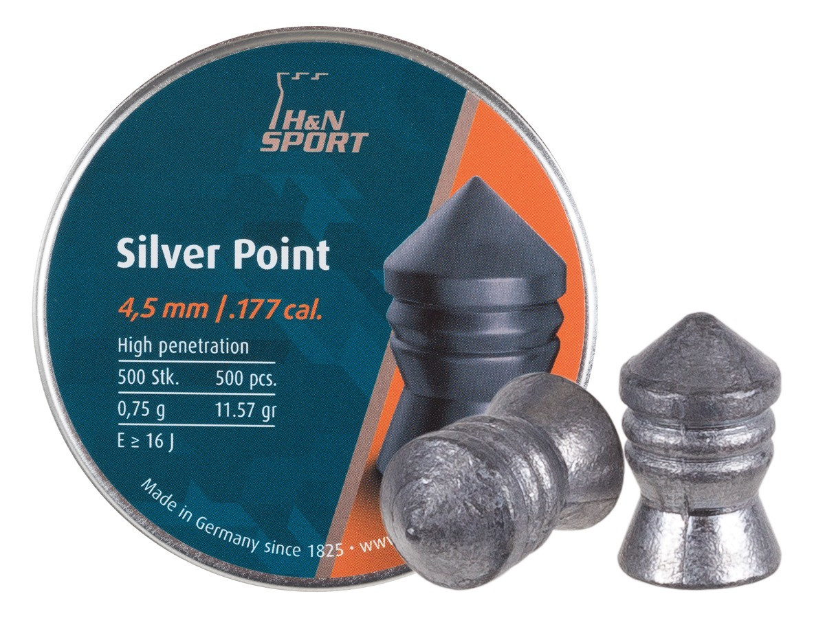 H&N Sport Silver Point cal 4.50 mm .177 500 pcs Air rifle Pellets Airgun pellet 