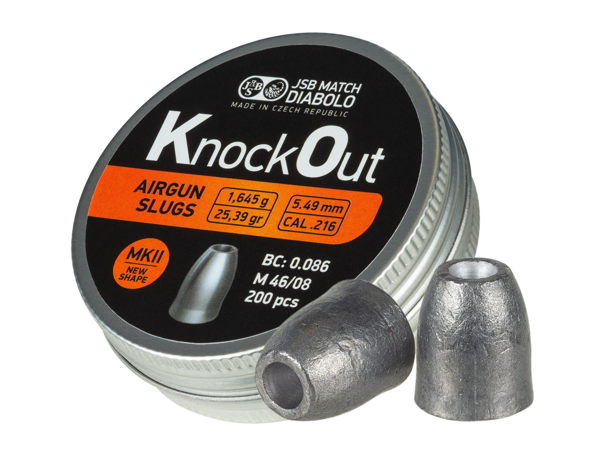 JSB KnockOut MKII Slugs, .216 Cal, 25.39 gr - 200ct
