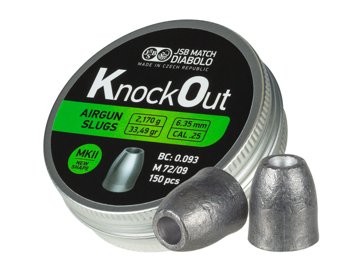 JSB KnockOut MKII Slugs, .25 Cal, 33.49 gr - 150ct