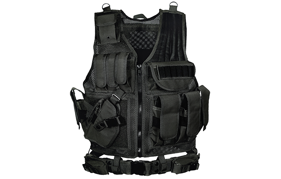 UTG Black Deluxe Tactical Vest, Left-Handed Holster | Airgun Depot