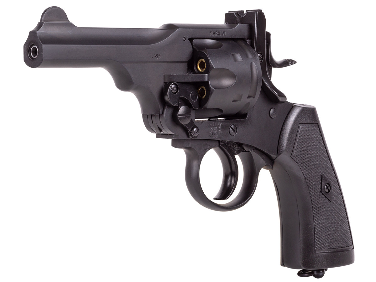 Webley MKVI Pellet Revolver, 4" Barrel, Black Finish
